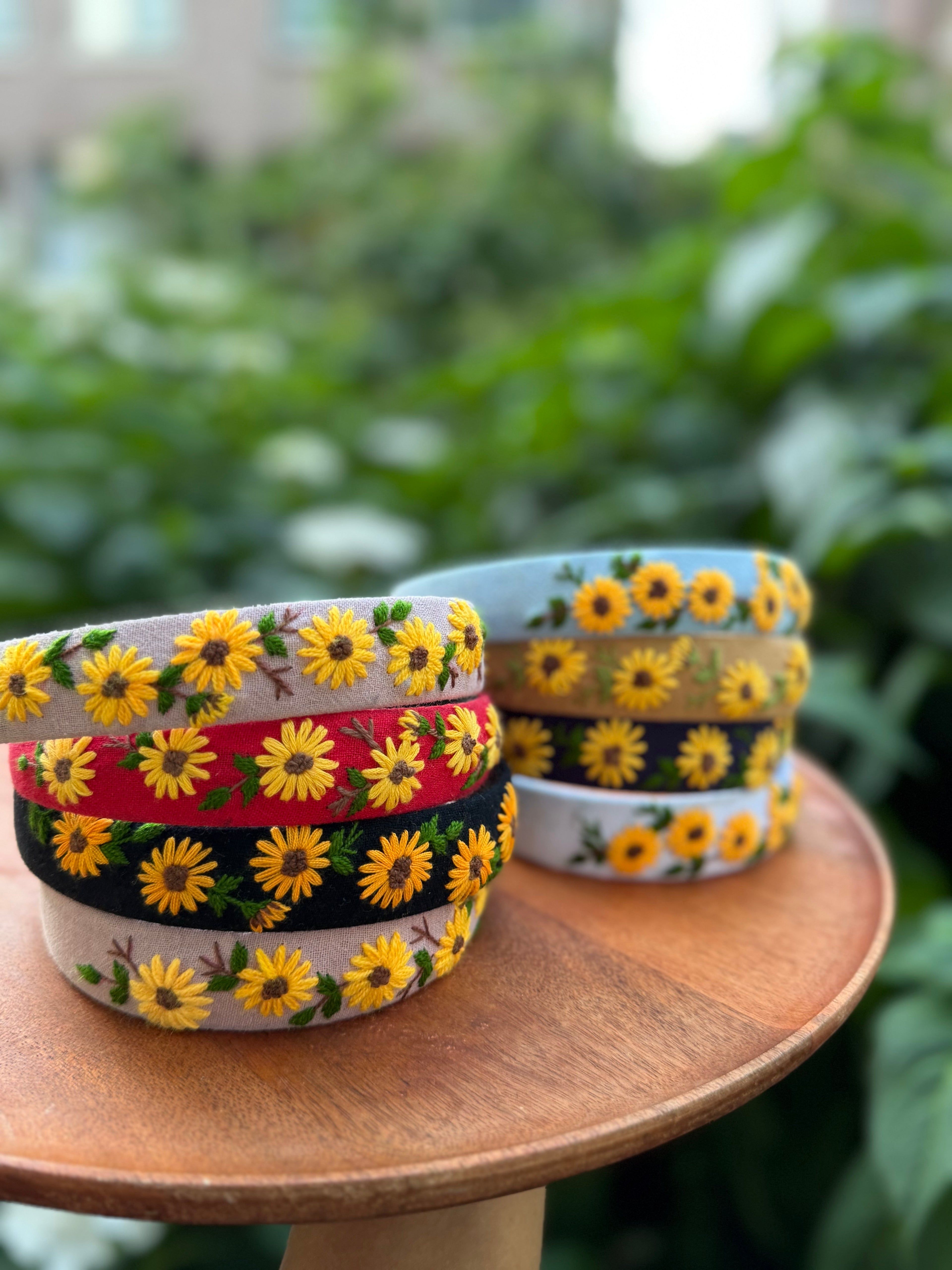 Sunflower embroidery hairband