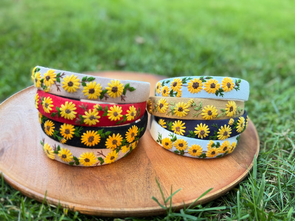 Sunflower embroidery hairband
