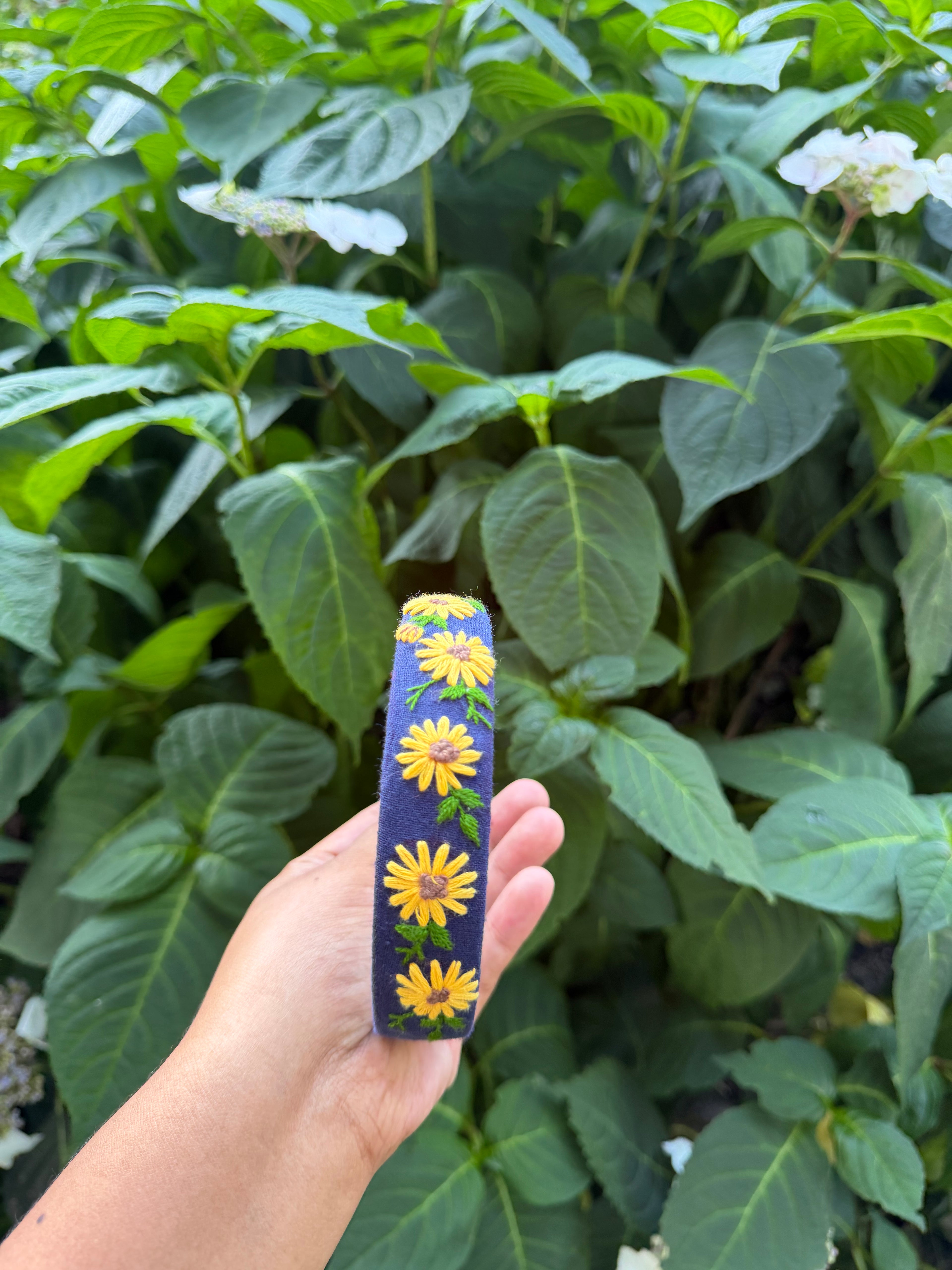 Sunflower embroidery hairband