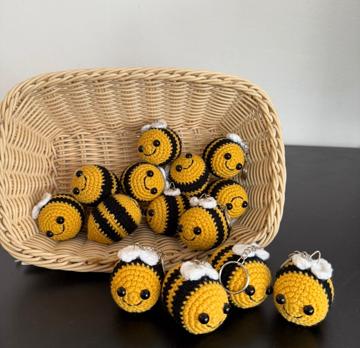 Crochet bumblebee keychain