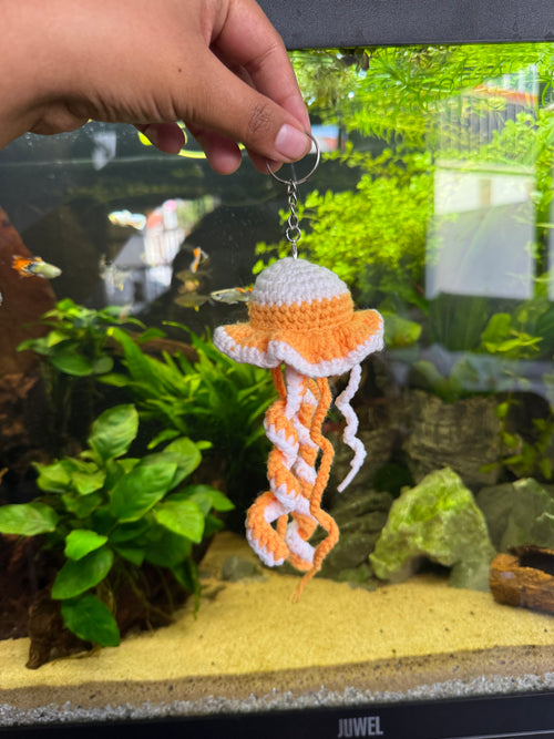 Crochet jelly fish keychain