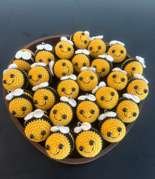 Crochet bumblebee keychain