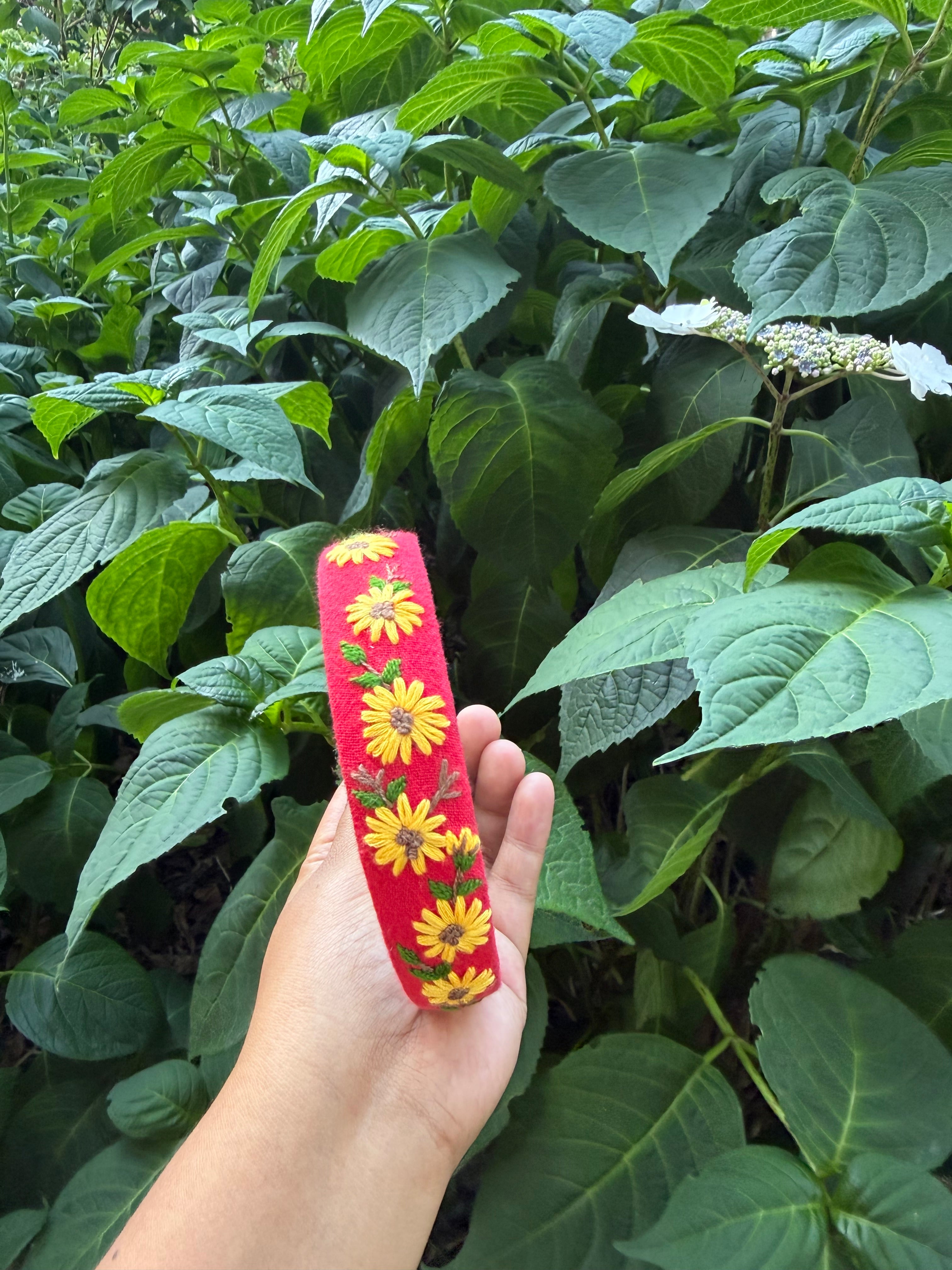 Sunflower embroidery hairband