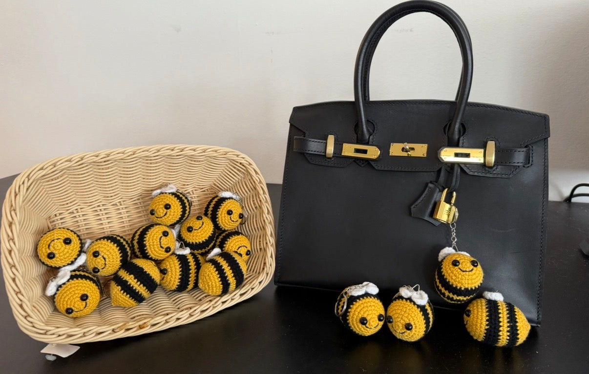 Crochet bumblebee keychain
