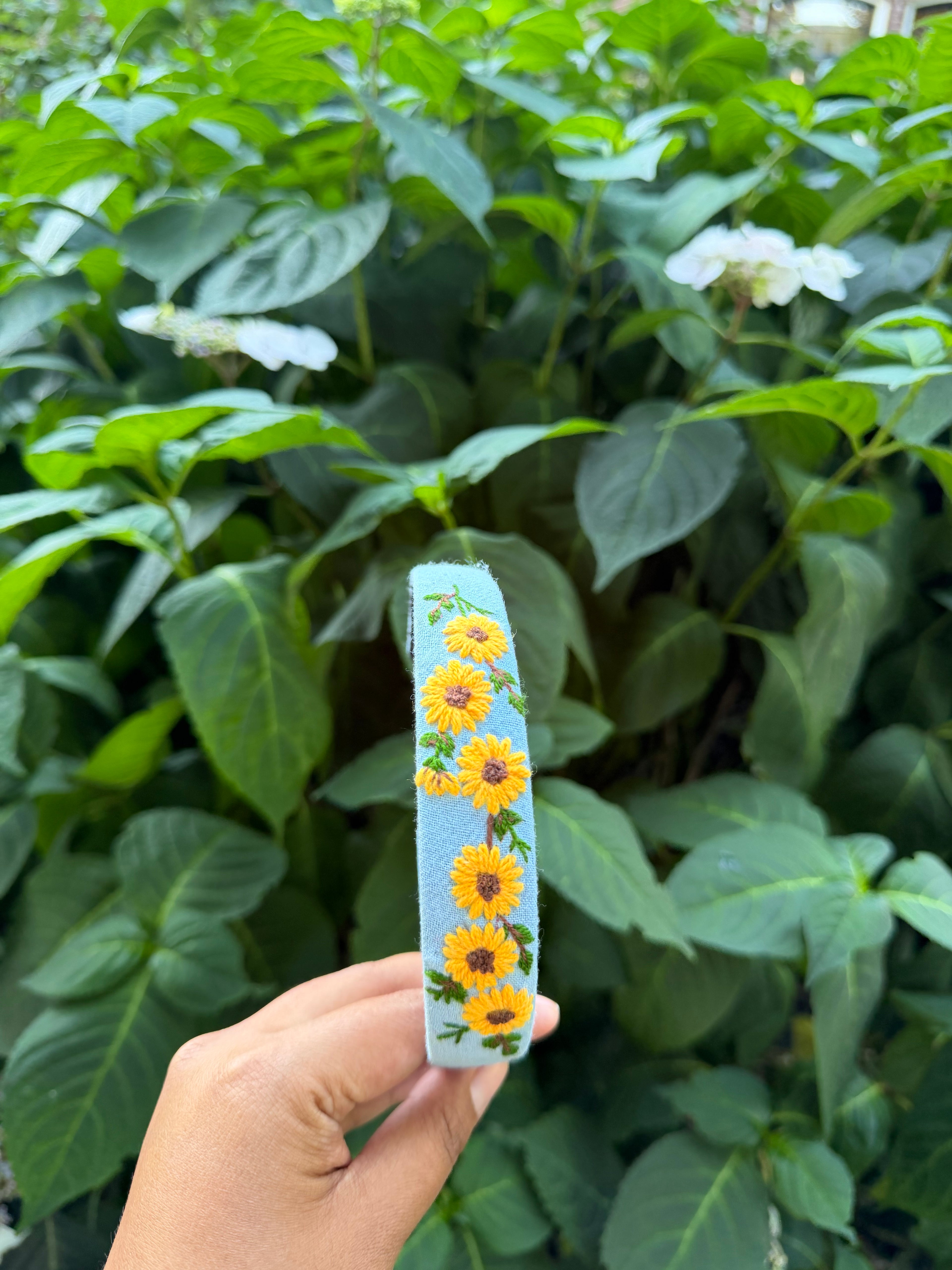 Sunflower embroidery hairband