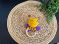 Crochet Bumblebee Teething Ring | Handmade Baby Rattle | Organic Wooden Ring Amigurumi Bee Teether