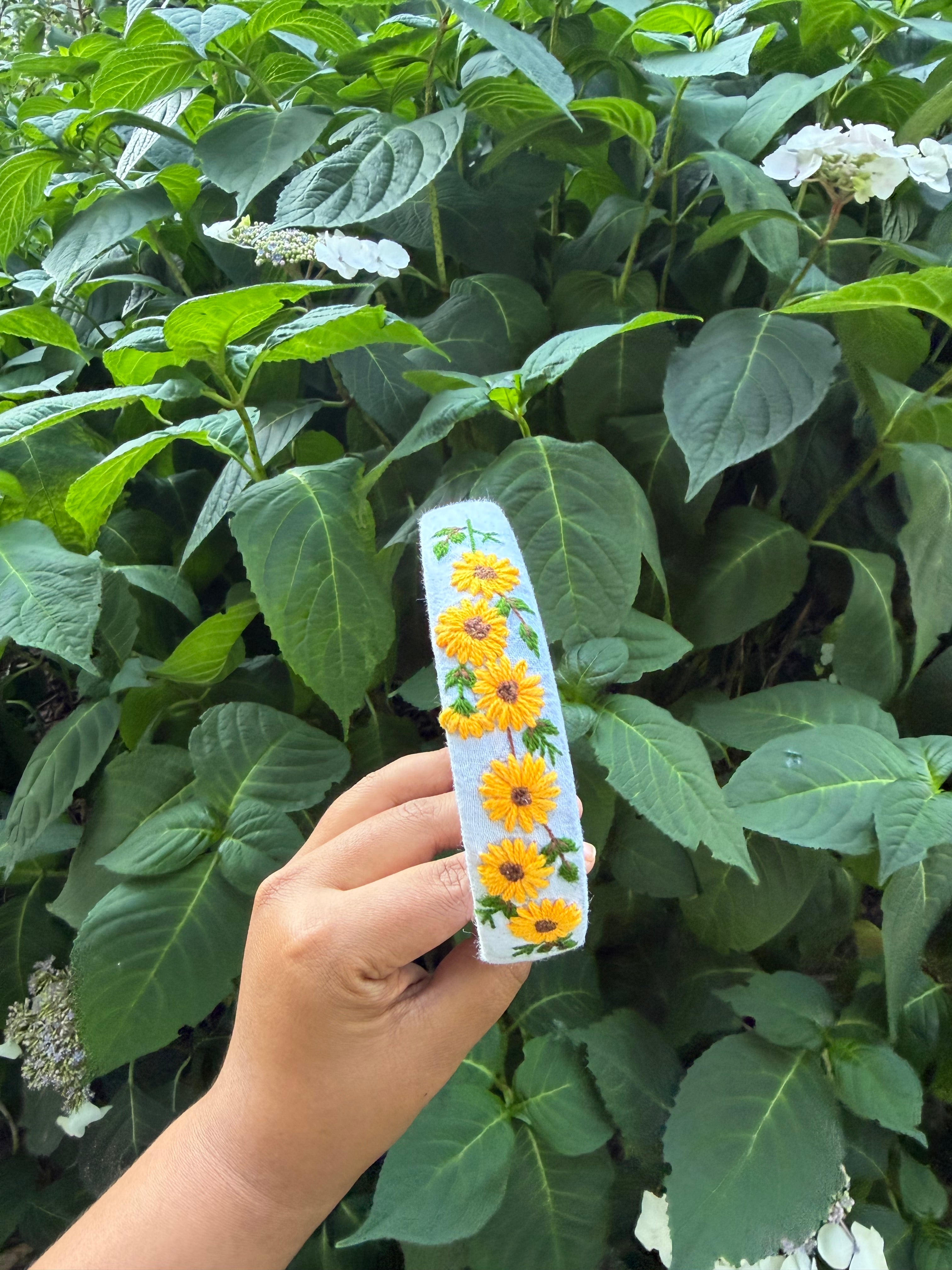 Sunflower embroidery hairband