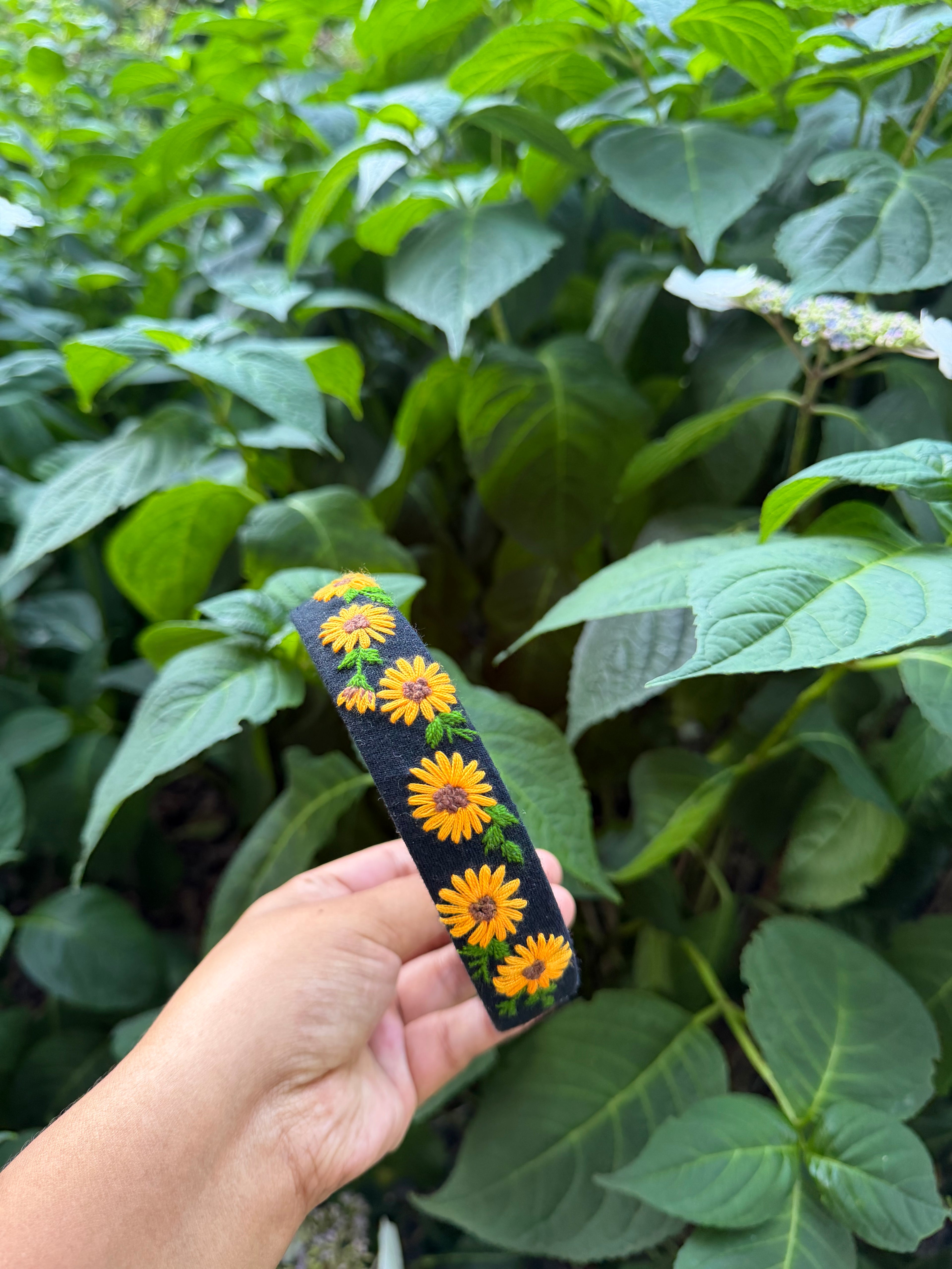 Sunflower embroidery hairband