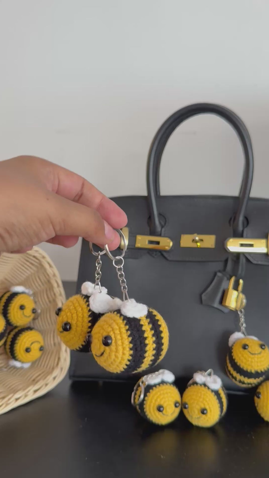 Crochet bumblebee keychain